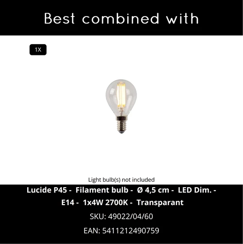Lucide SIEMON - Tafellamp - Ø 25 cm - 1xE14 - Zwart - CROSSSELL